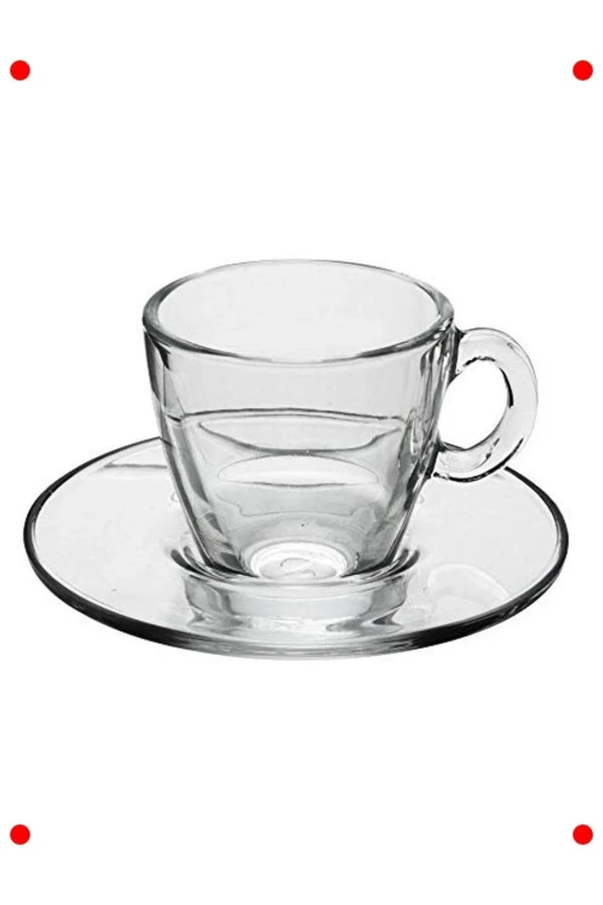 NETWORK ART 12 Parça Şeffaf Cam Kahve Fincanı & Tabak Seti