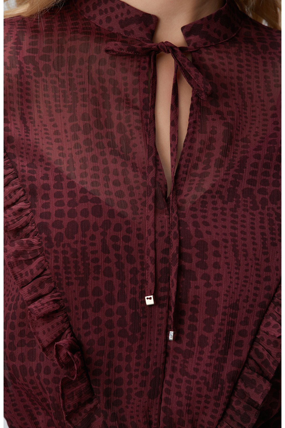 Network  Bordo Desenli Mini Elbise - Görsel 8