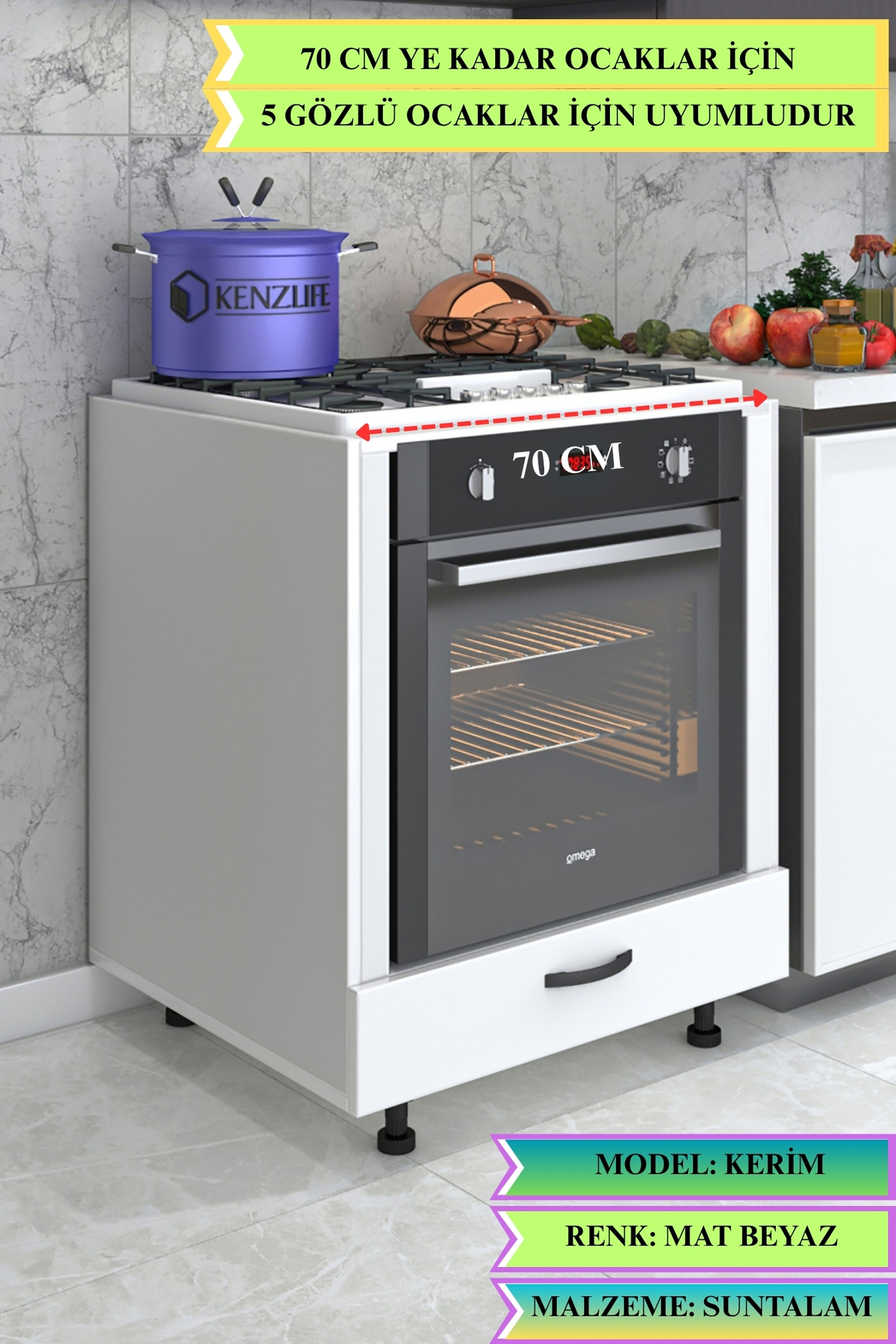 Kenzlife ankastre modülü kabini kerim byz fırın ocak dolabı 70
