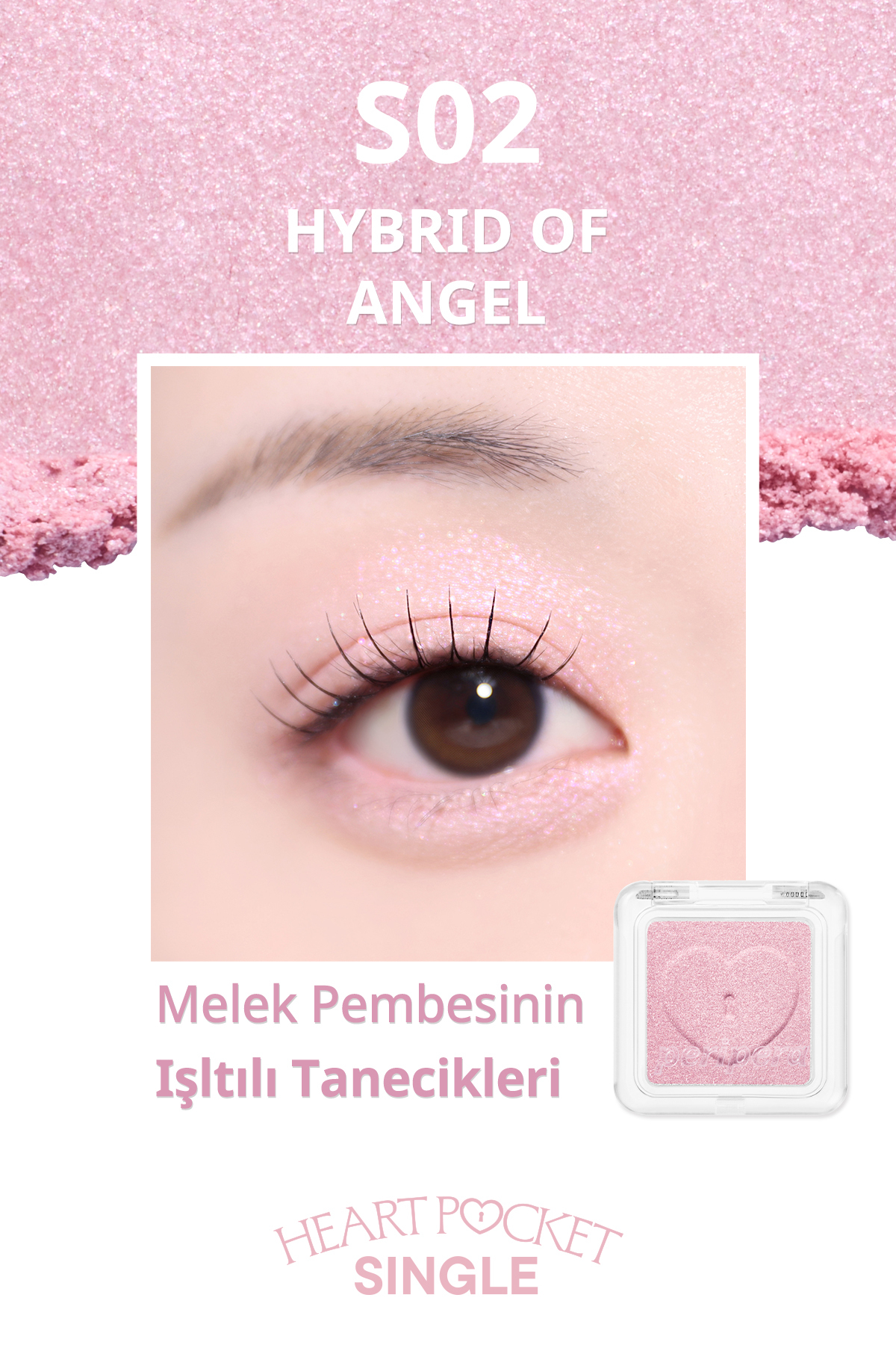 سایه چشم تکی براق قابل تنظیم، طرح قلب جیبی (S02 Hybrid Of Angel) — صورتی 111653 — تصویر 3 از 9