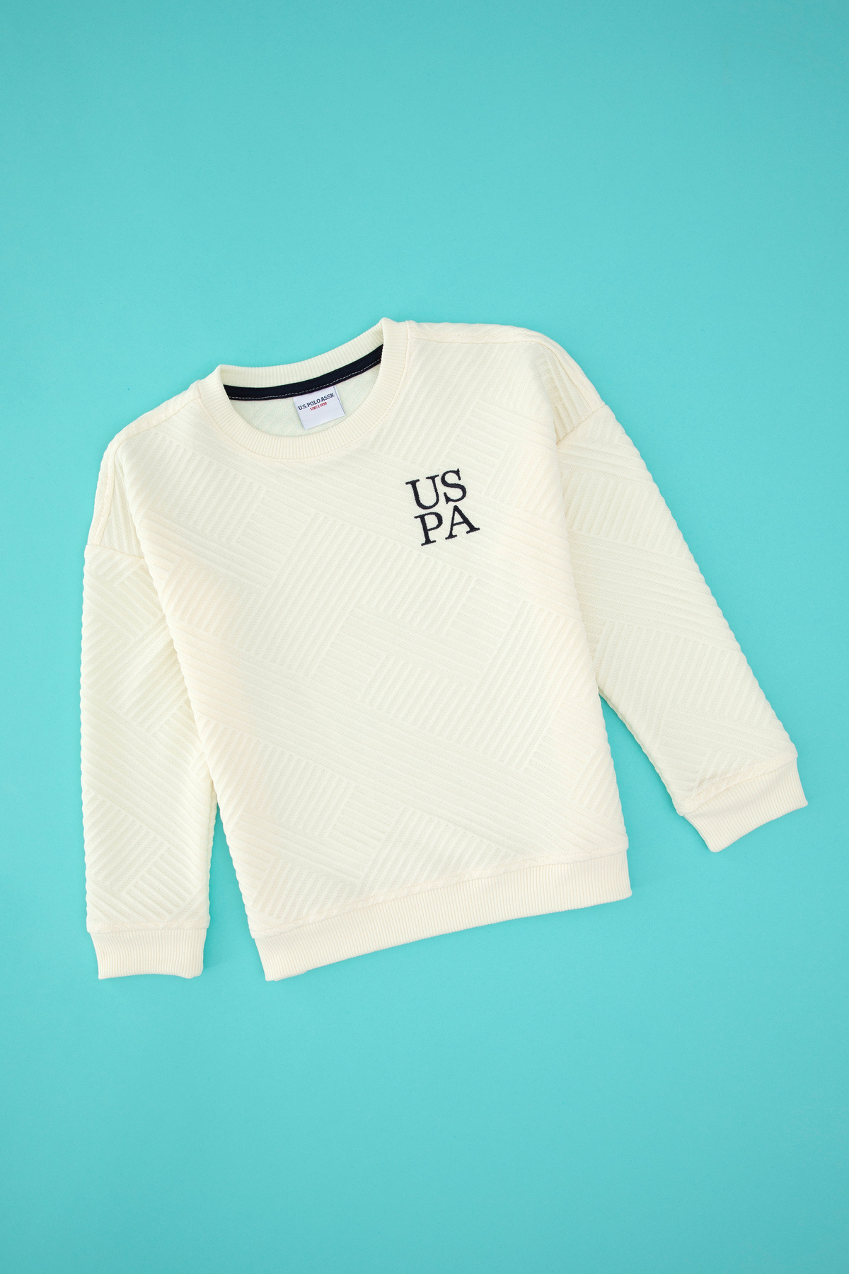 یو اس پولو سویشرت پسرانه یقه گرد کرم رنگ 50311932-VR256 یو اس پولو سویشرت پسرانه یقه گرد کرم رنگ 50311932-VR256