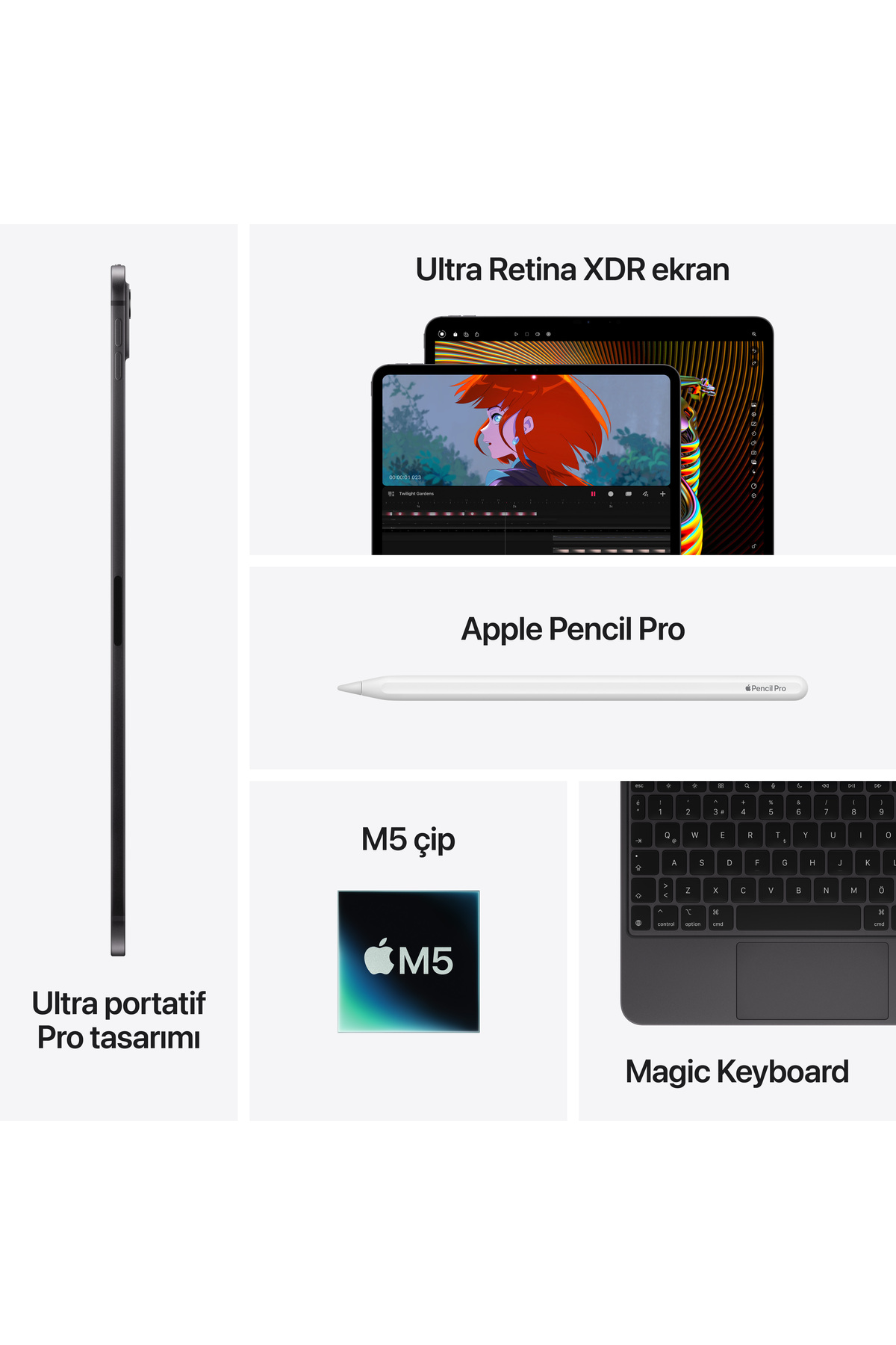 Apple 11 inç iPad Pro M5 Çip Wi-Fi 512 GB ve standart cam (MDWM4TU