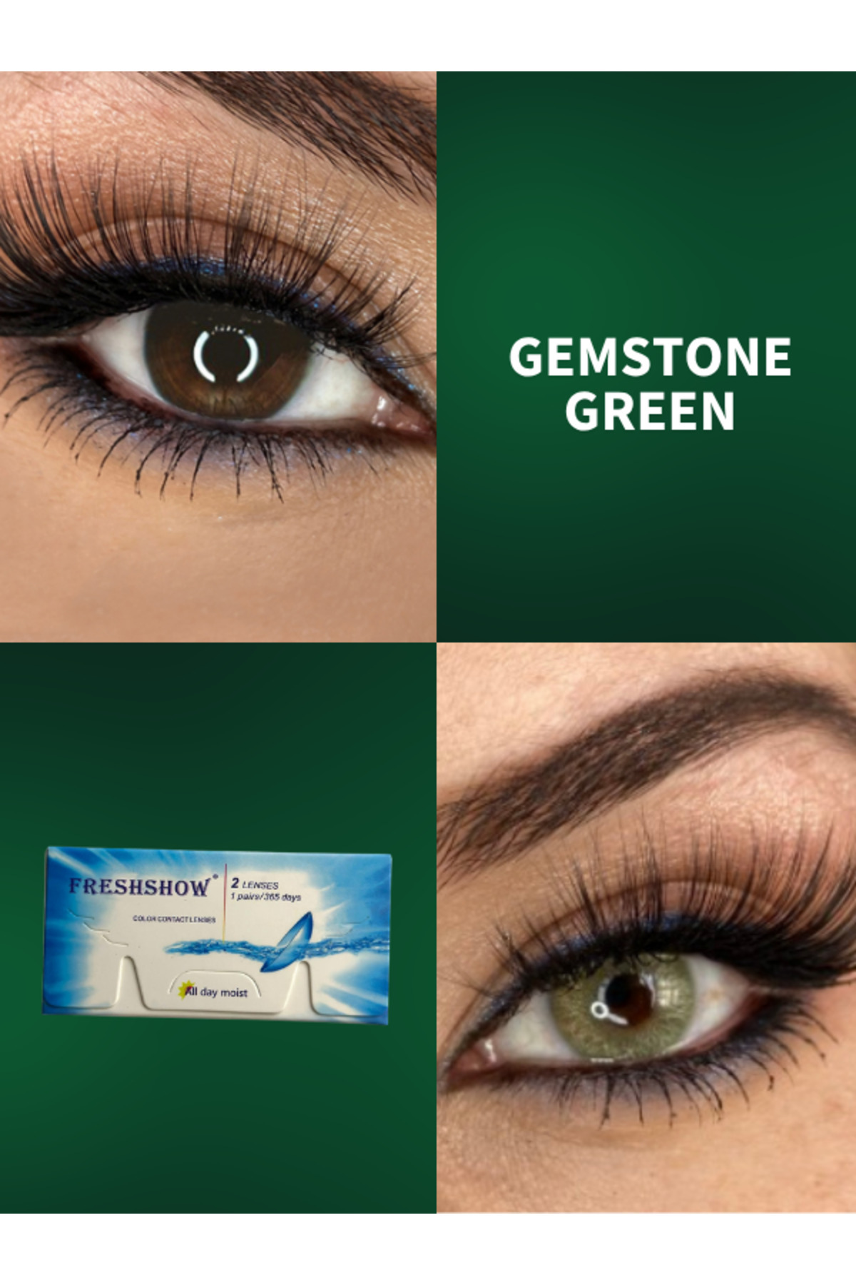 RABIR Gemstone Green göz takma kirpik yıllık kullanım 14mm