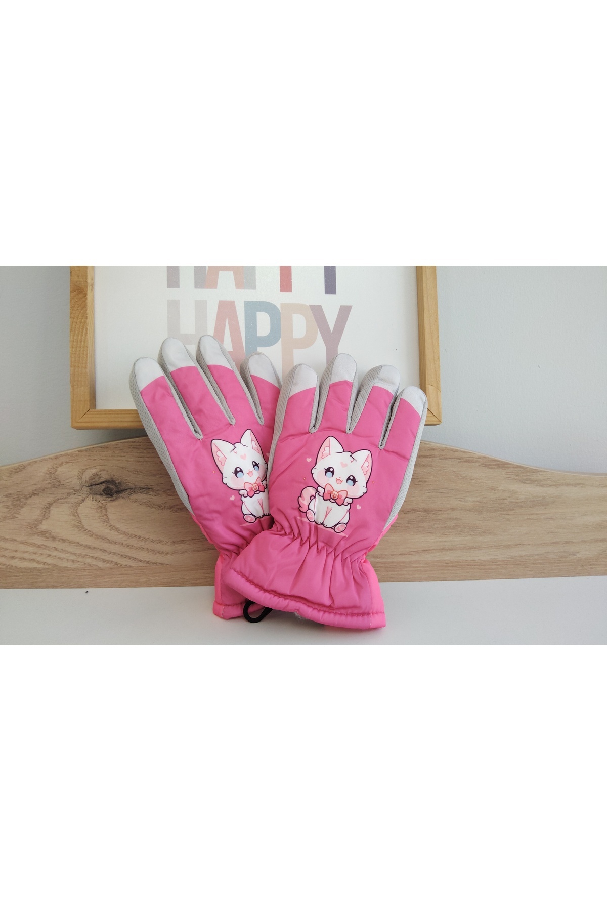 Monkabox Kedili Kız Çocuk Su Geçirmez ELDİVEN- Kar Eldiveni