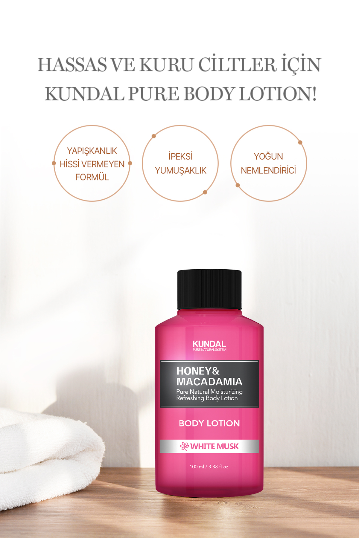 Nemlendirici ve Besleyici Vücut Losyonu Honey & Macadamia Pure Body Lotion 100ml White Musk — 8834 — تصویر 3 از 8