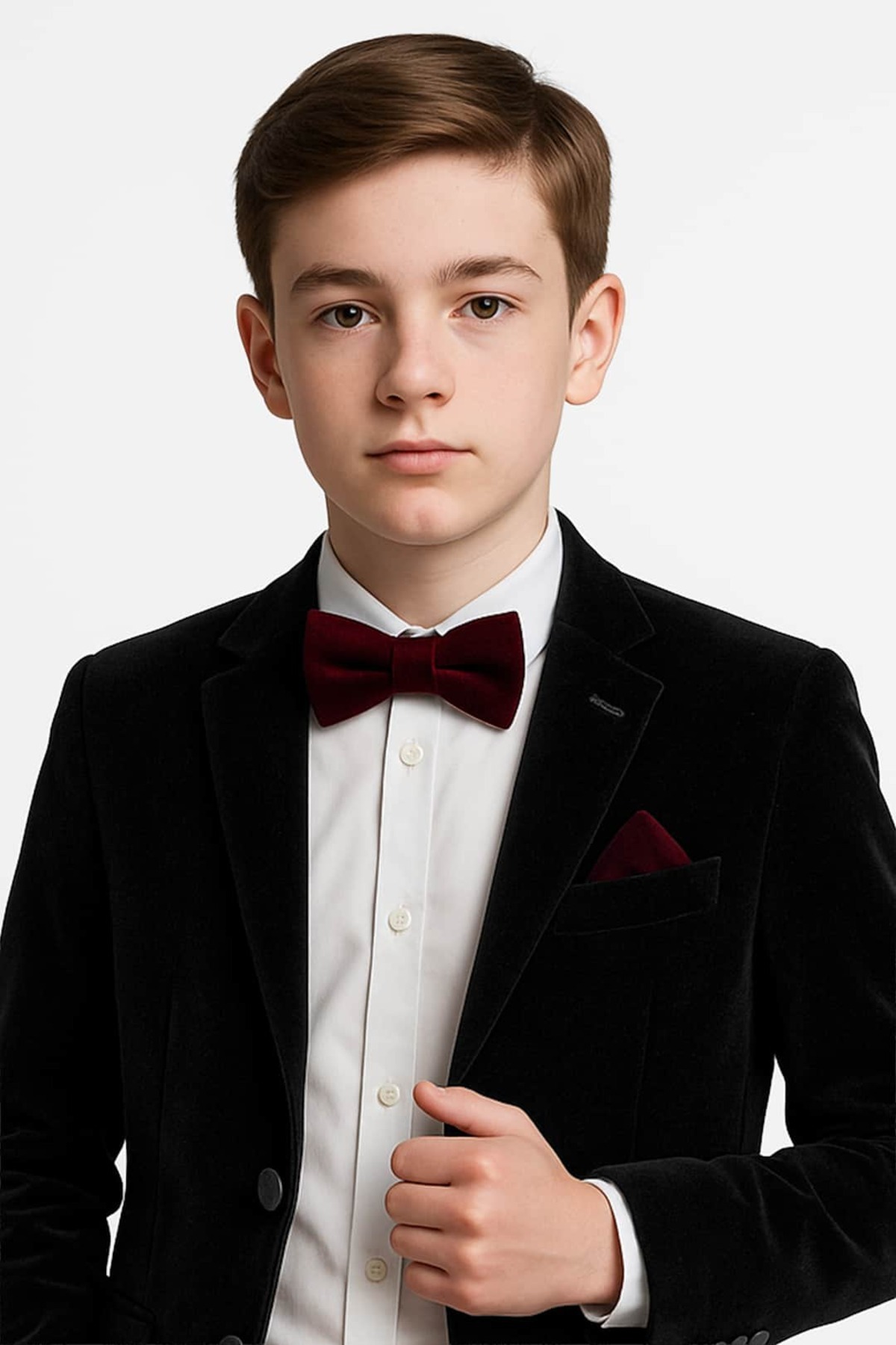 SIRRI Erkek Çocuk Kadife Papyon Mendil Seti Tek Ebat -3-12 Yaş