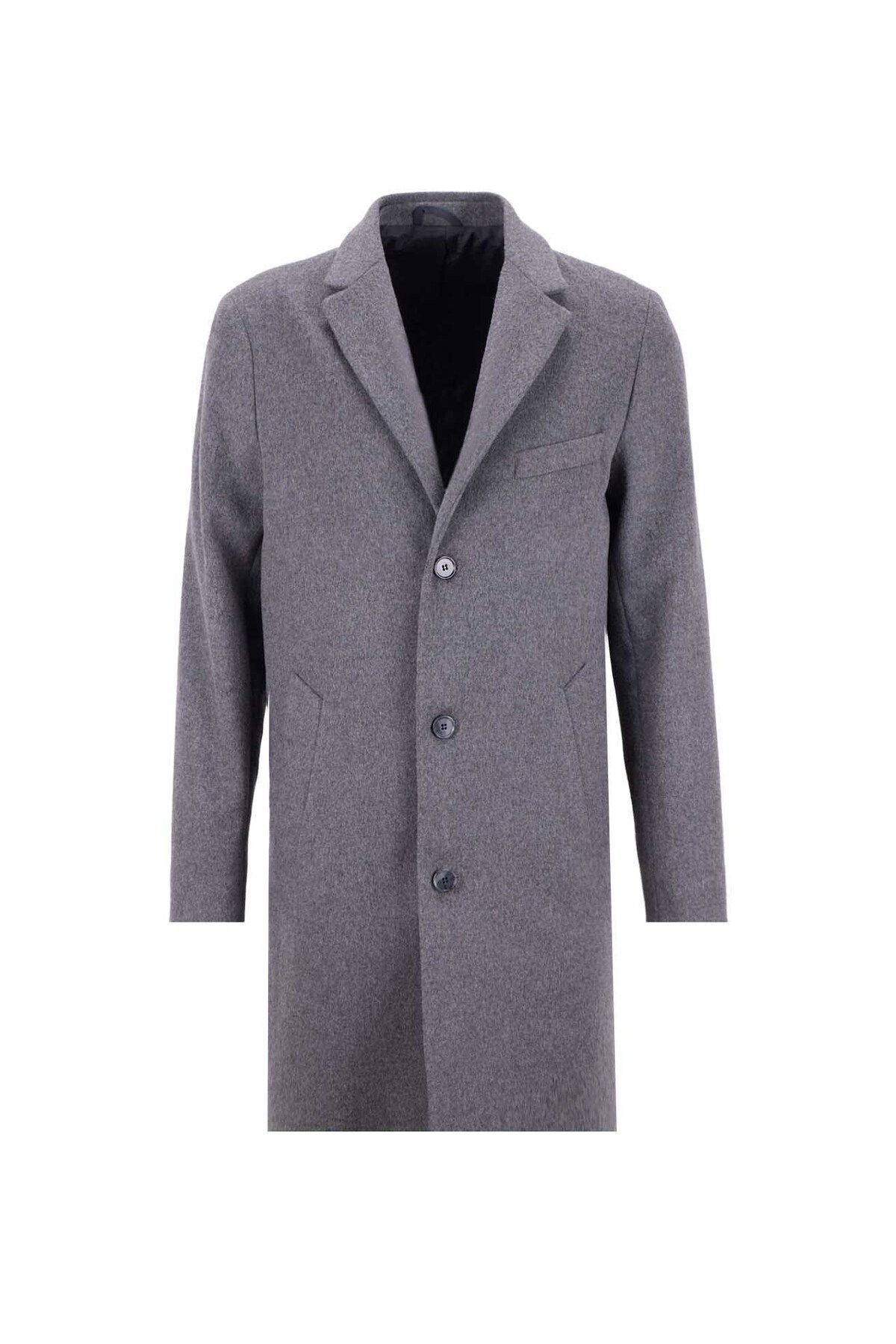 Fabrika  Gri Melanj Erkek Palto F5WM-PLT 2895