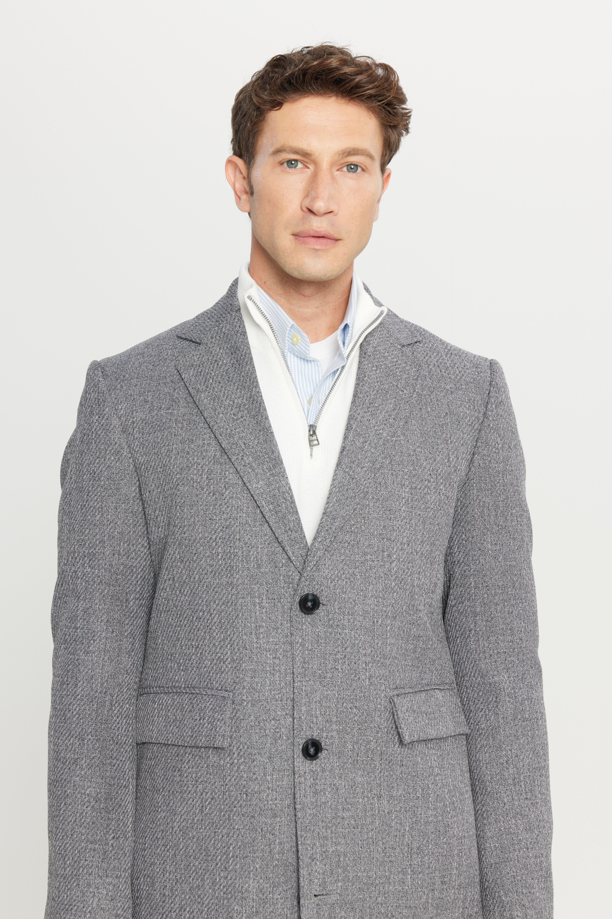 Altınyıldız Classics  Standart Fit Normal Kesim Mono Yaka Desenli Kapak Cepli Palto - Görsel 3