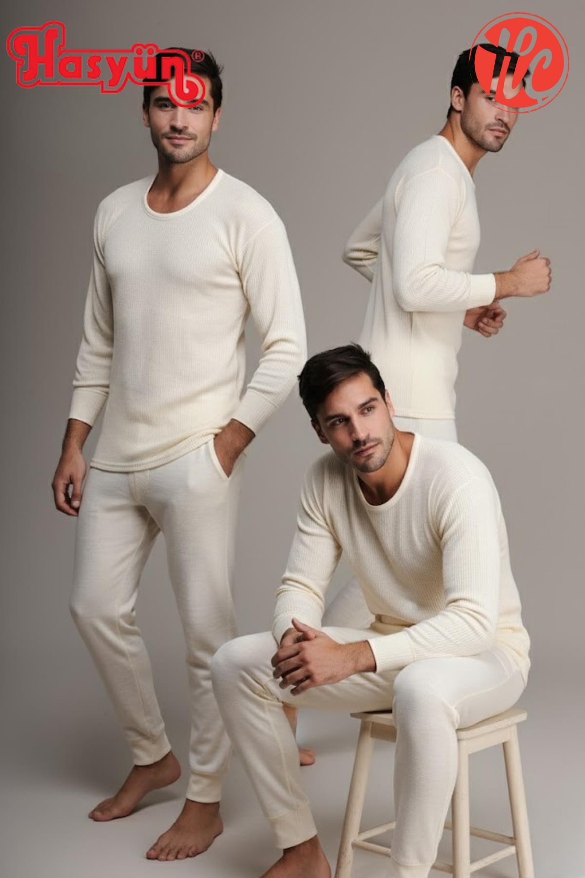 Hasyün Erkek Ter Emici Kaşındırmaz %100 Yün Uzun Kollu İçlik görsel 4