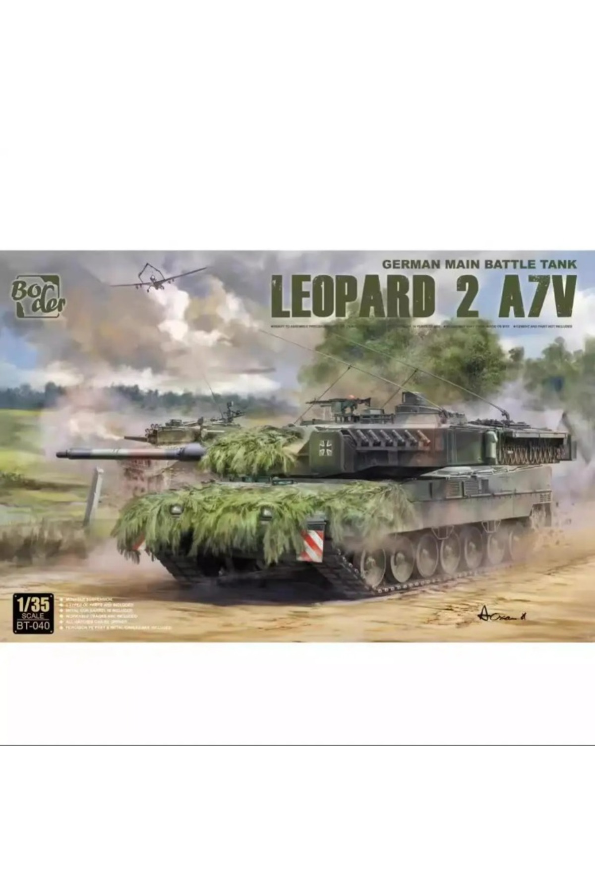 مدل مونتاژی تانک اصلی نبرد لئوپارد ۲A7V آلمانی Border BT-040، مقیاس ۱/۳۵