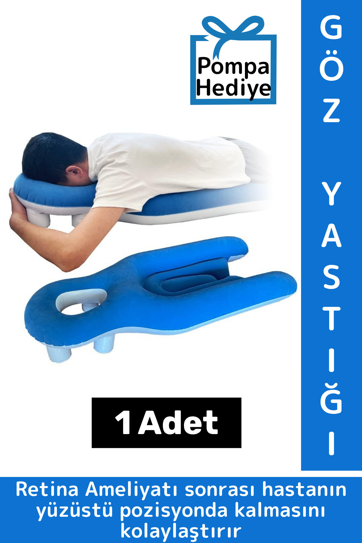 Askımo Retina Göz Ameliyatı Sonrası Şişme Yastık Vitrektomi Yastığı Şişirme Pompası Hediyeli