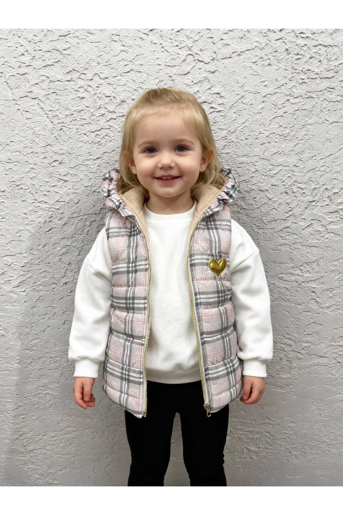 Gocoland Kız Çocuk Kapşonlu Ekose Desen Yelek fotoğrafı 2 (önizleme)