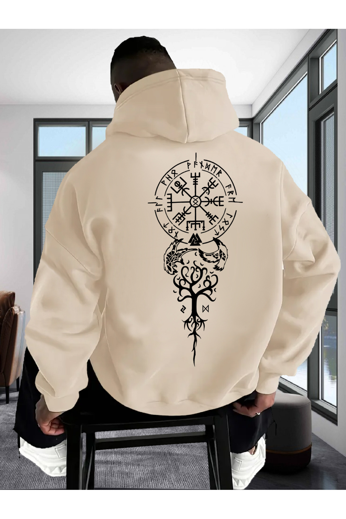 ミュージシャン The BONEZ It's time to let go hoodie XXL cc collection Oversize Erkek Kapüşonlu Viking Hayat Ağacı Baskılı