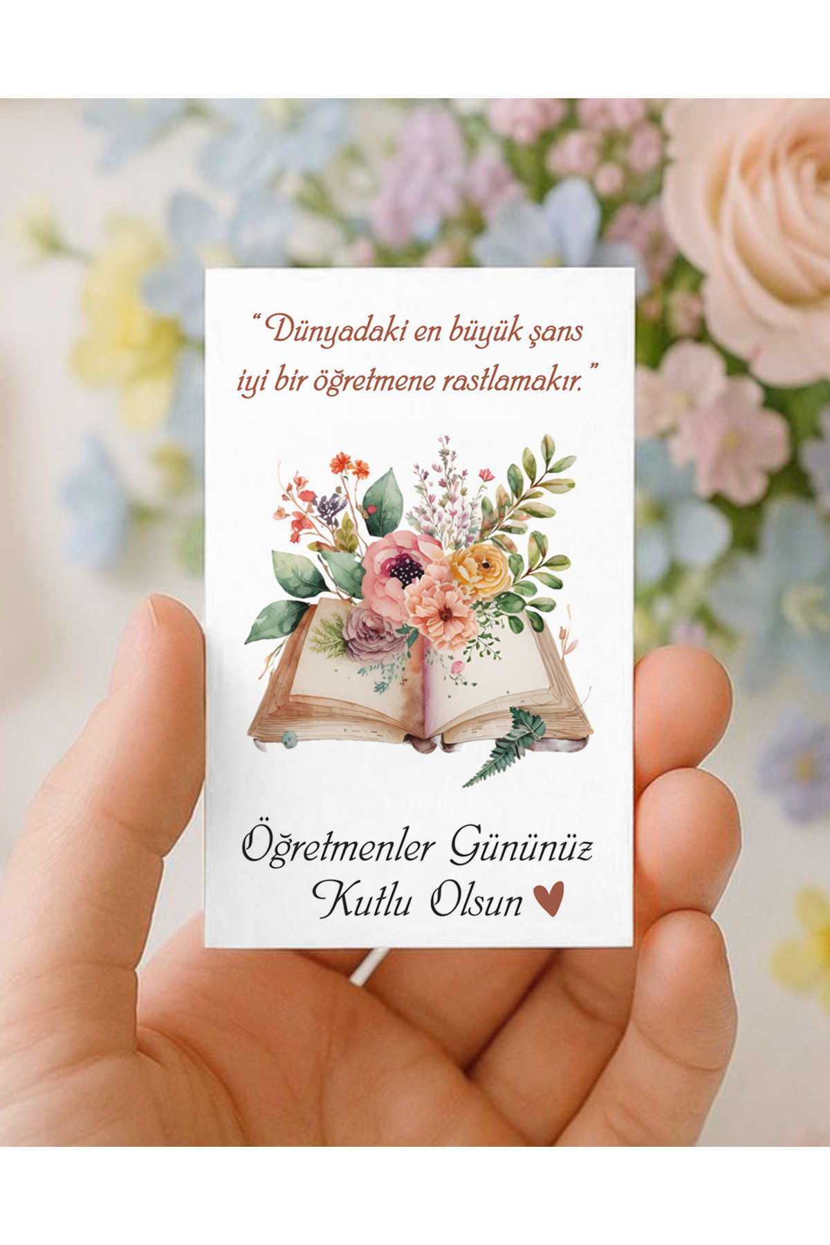 Buse Davetiye Öğretmenler Günü Teşekkür Kartı (8x5 Cm) - 50 Adet