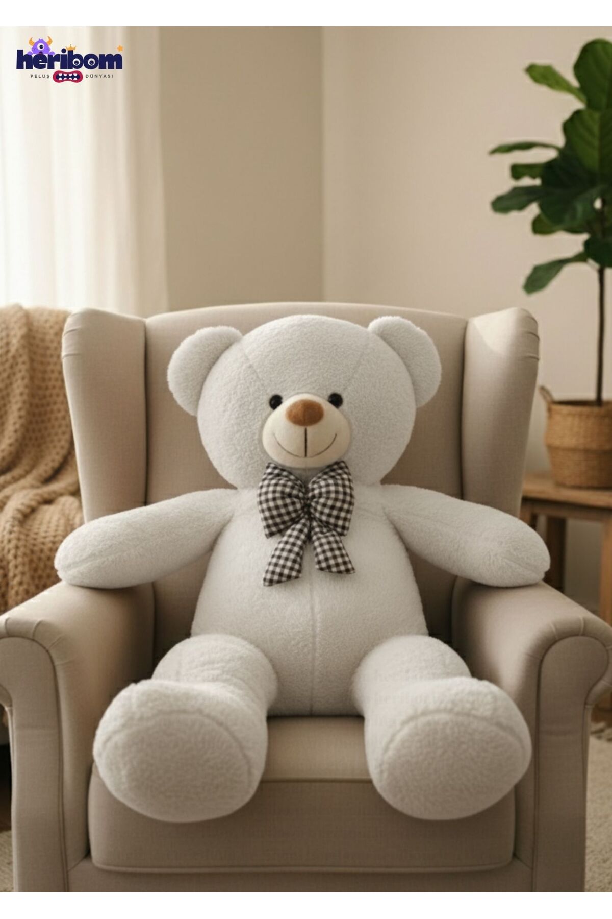 Heribom 100 Cm Peluş Ayı Büyük Boy - Sevgili Hediye- Doğum Günü Hediyesi fotoğrafı 2 (önizleme)