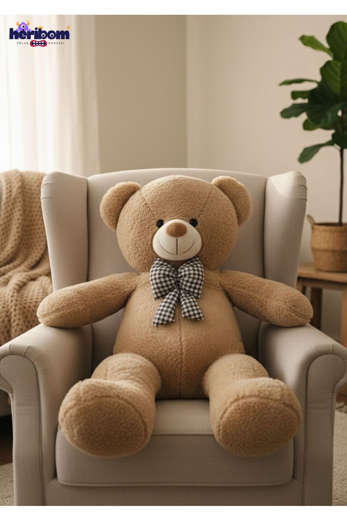 Heribom 90 Cm Peluş Ayı Büyük Boy - Sevgili Hediye- Doğum Günü Hediyesi fotoğrafı 2 (önizleme)