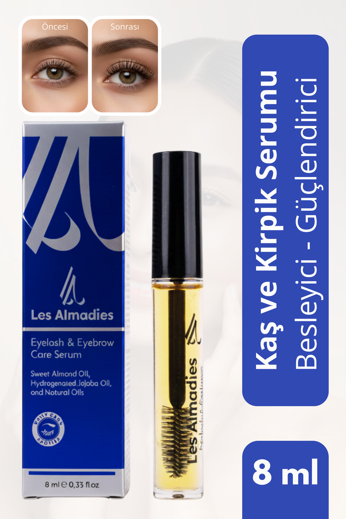 Les Almadies Kaş Kirpik Güçlendirici Serum – Biotin & Peptide Kompleksli | Dökülme Karşıtı, Uzatma Etkili (8 ml)