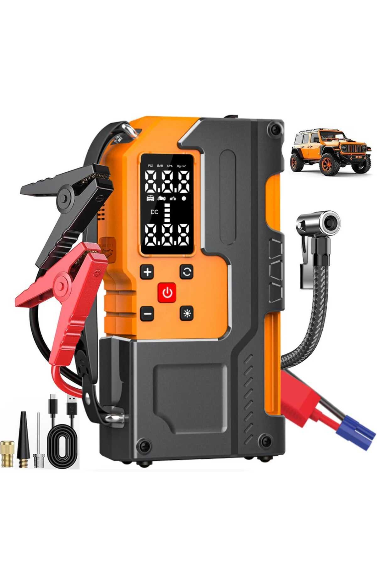 Larens Araç Jump Starter + Hava Kompresörü 12v Akü şarj edici