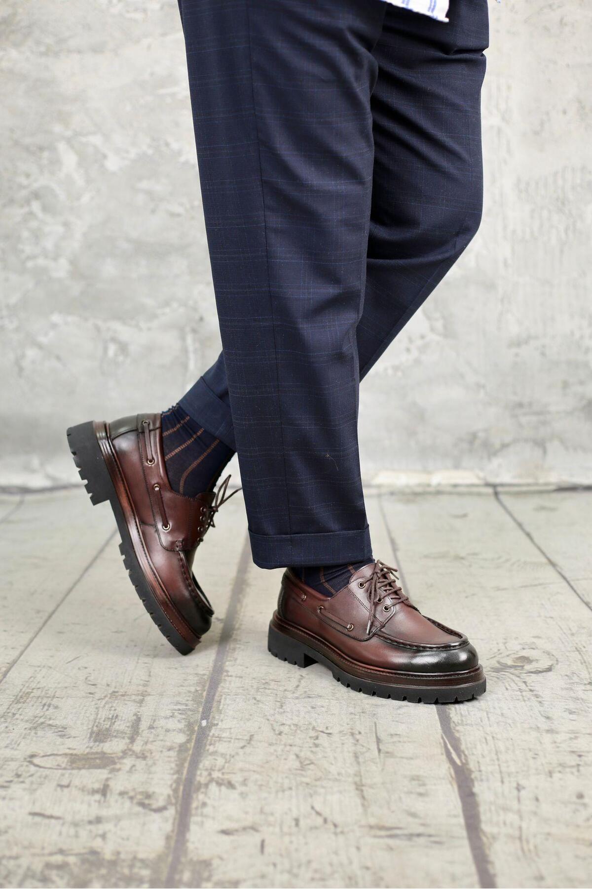 Ahmed Hamdi Bey  Stefan Kahverengi Erkek Deri Ayakkabı - Görsel 4