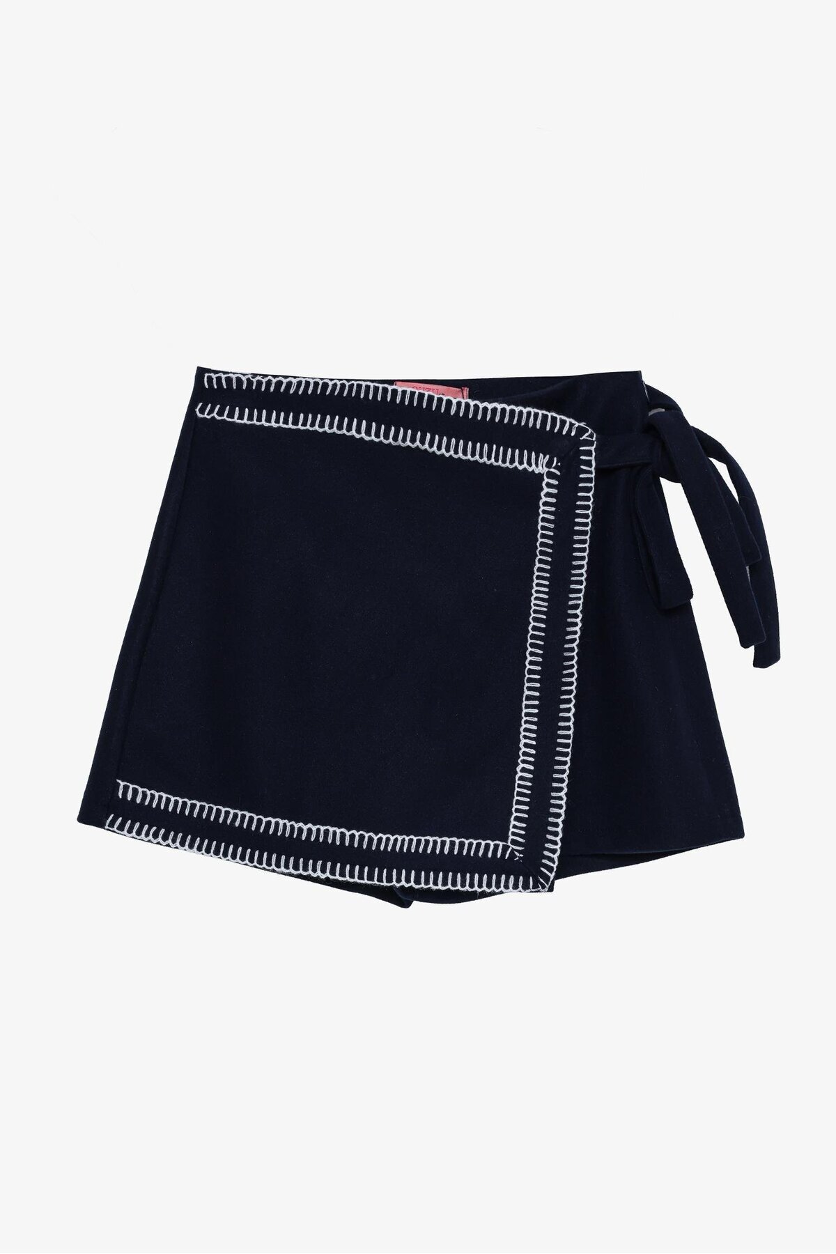 Quzu Nakış Detaylı Şort Etek Lacivert