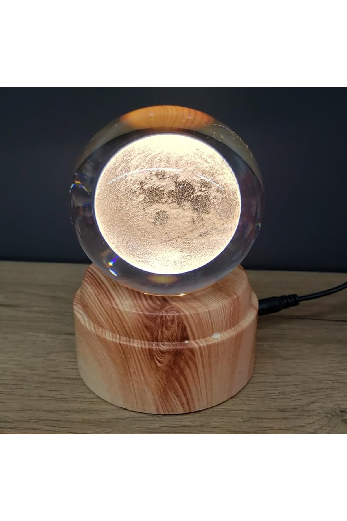 KTT Dolunay Tasarımlı Dönen Cam Küre Şık Tasarımlı Fonksiyonel Ürün