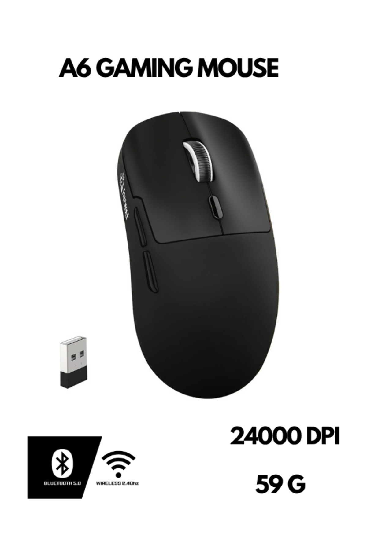 ATAsoft ELEKTRONİK Since 2021 Freewolf A6 Kablosuz Oyuncu Mouse PAW3311 1000 Hz 24000 DPI Profesyonel Bluetooth Üç Modlu Bağlantı