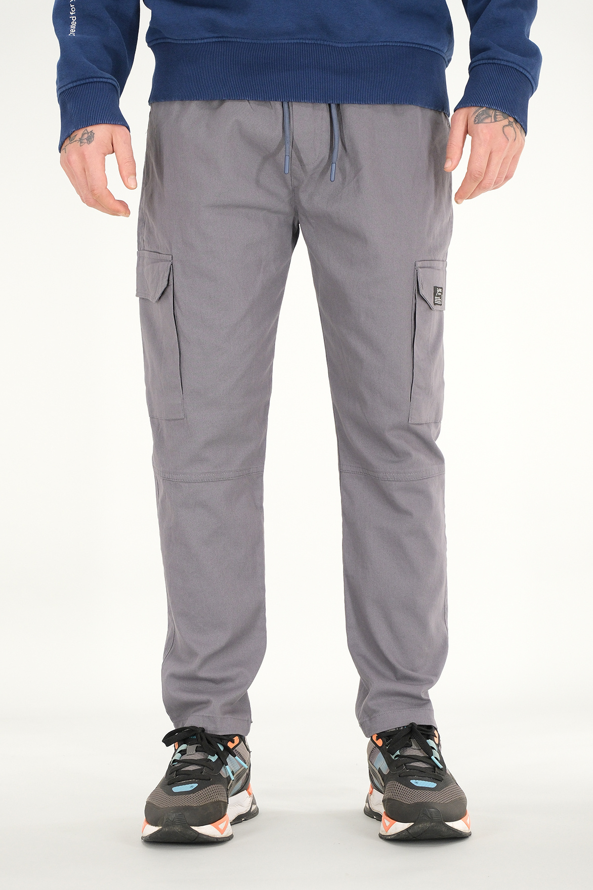 Souris Erkek Füme Kargo Pantolon Rahat Kesim Pamuklu Lastikli Bel