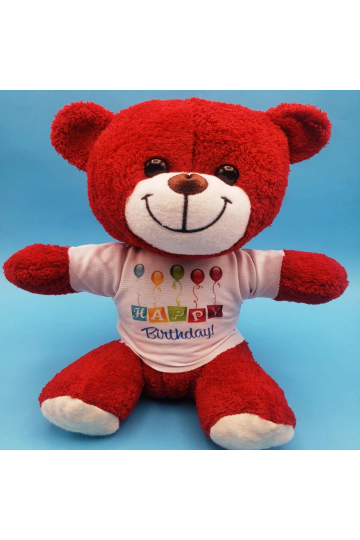 SELFBUYSELL Happy Birthday Tişörtlü Peluş Kırmızı Ayıcık