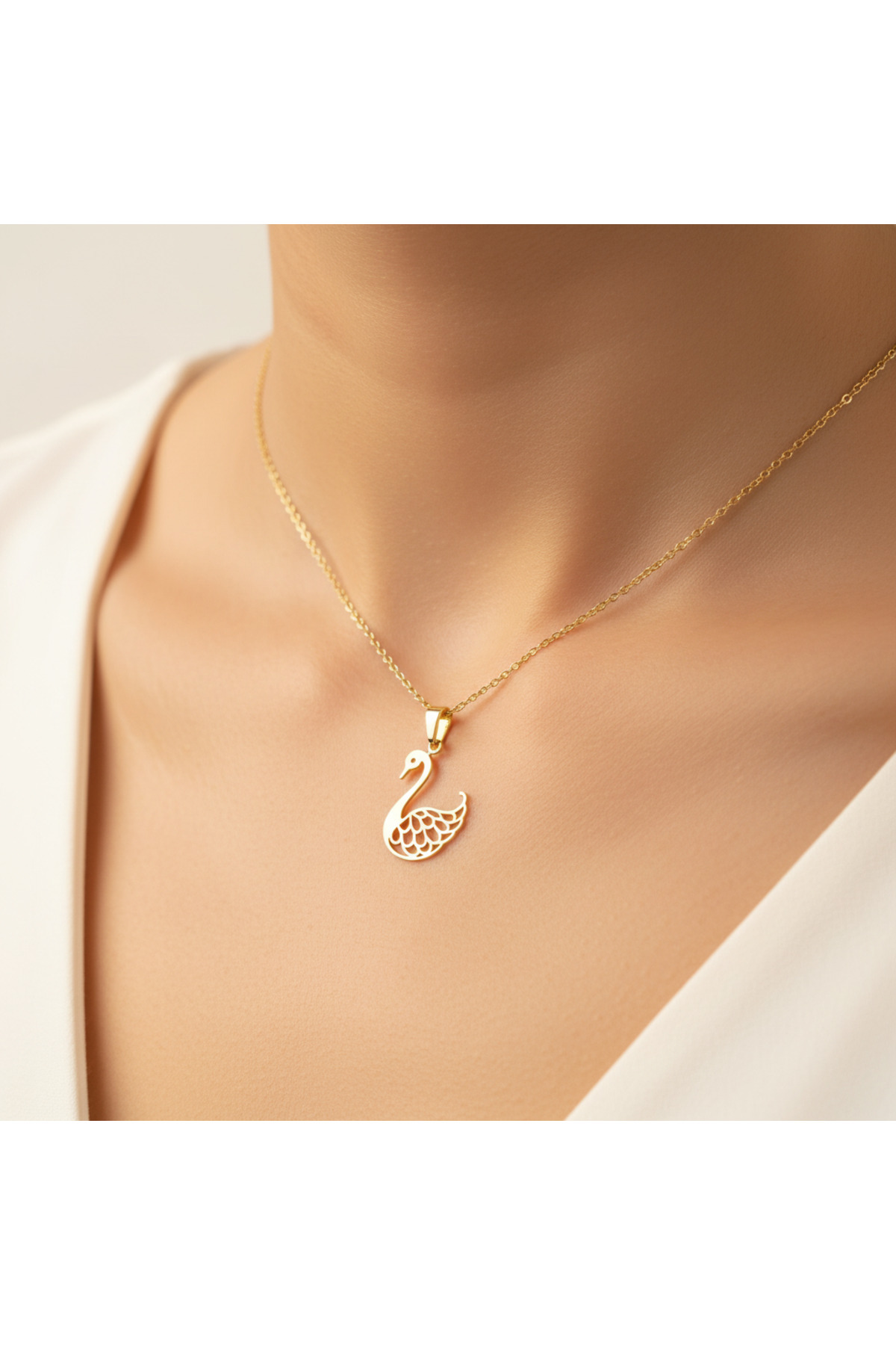 TabiTela 14 ayar altın kolye ucu kuğu GM5084 0.5 gr