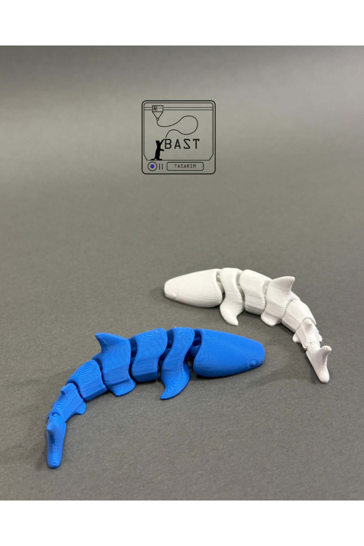 can mats Bast Tasarım 3D Yazıcı Hareketli Eklemli Köpek Balığı Oyuncak Figür