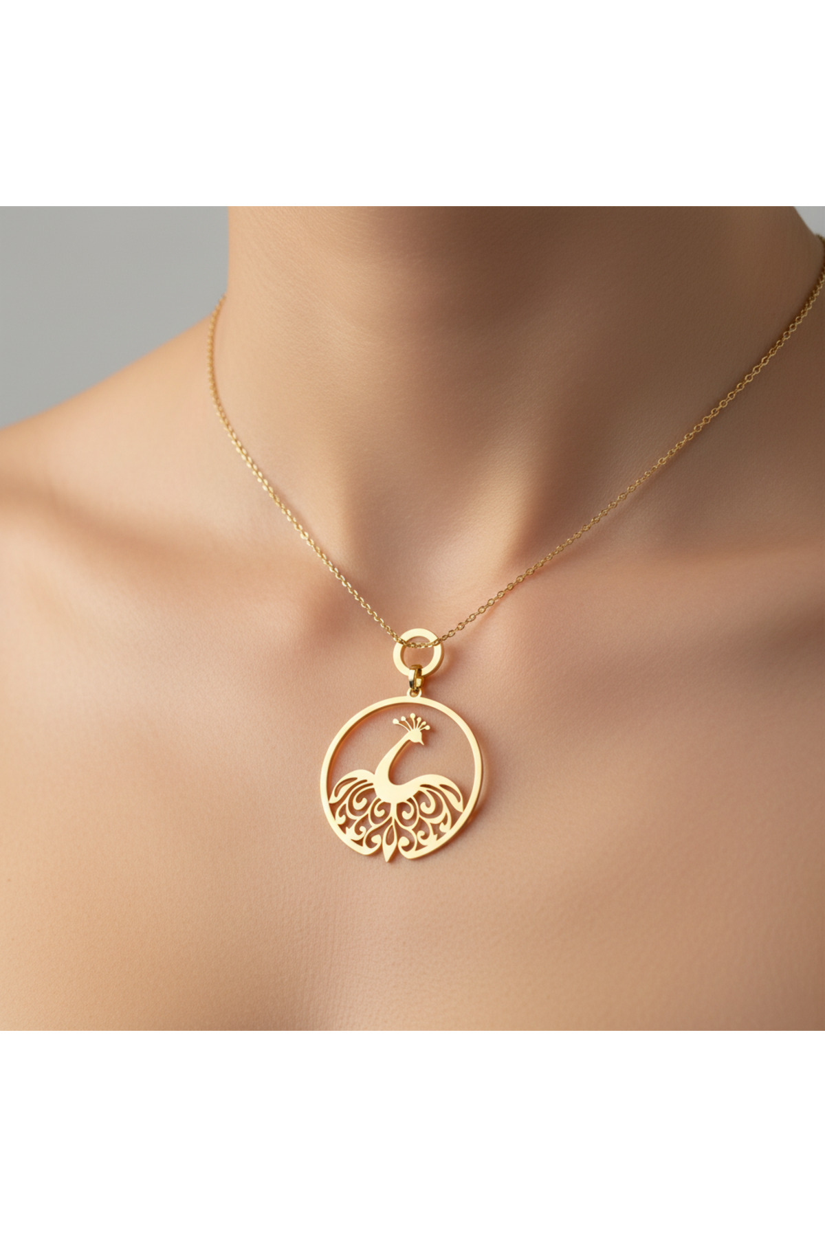 TabiTela 14 ayar altın kolye ucu tavus kuşu GM3419 0.5 gr