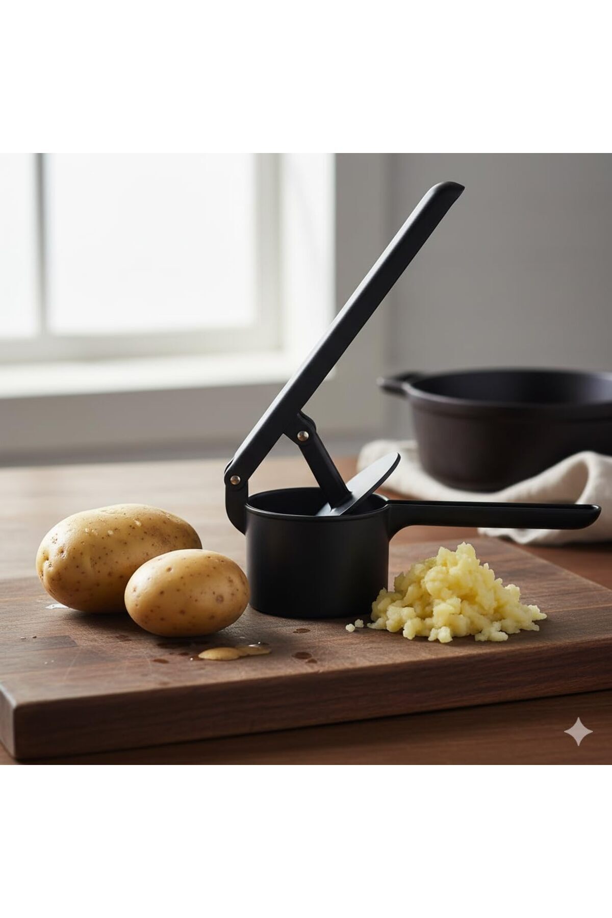 Hype Store Deconox Paslanmaz Çelik Siyah Patates Ezici | Büyük Boy Metal Kollu Patates Püre Aparatı | Mutfakta