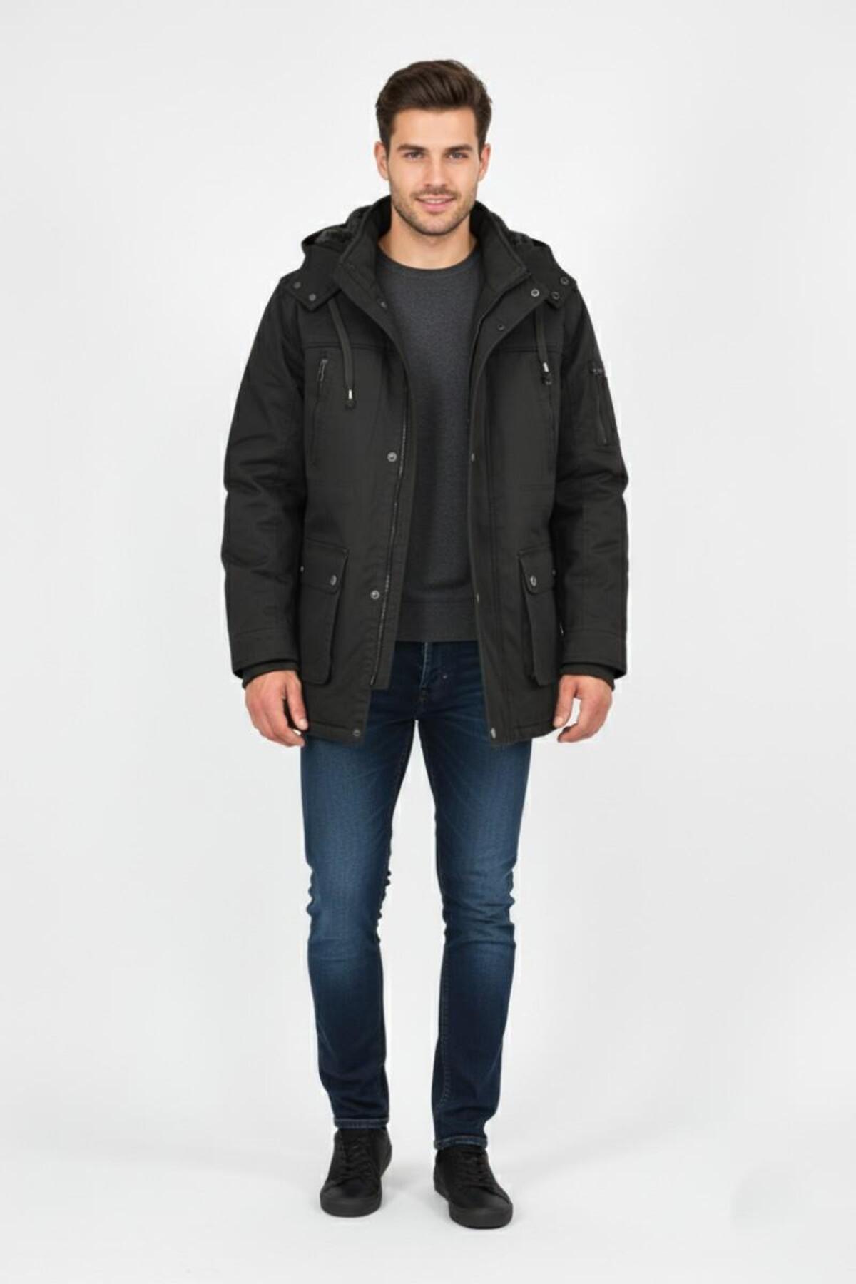 Bigazzi Erkek Spor Kanvas Kapüşonlu Parka 85134 BGL-ST04883