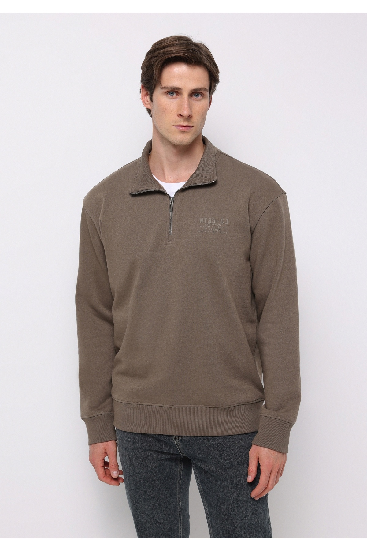 کالینز سویشرت خاکستری مردانه کامفورت فیت