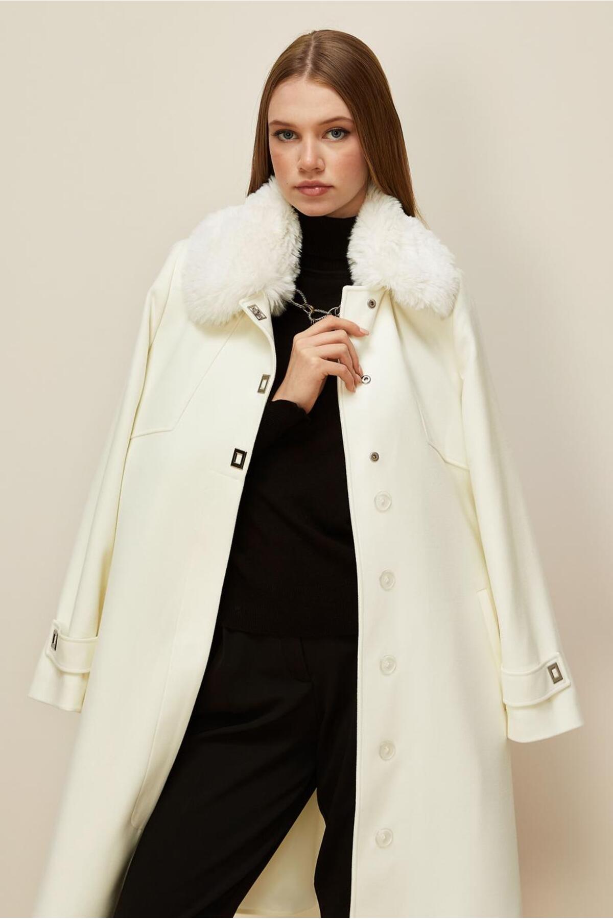 Alvina  KÜRK YAKA DETAYLI KABAN 90604 - Görsel 2