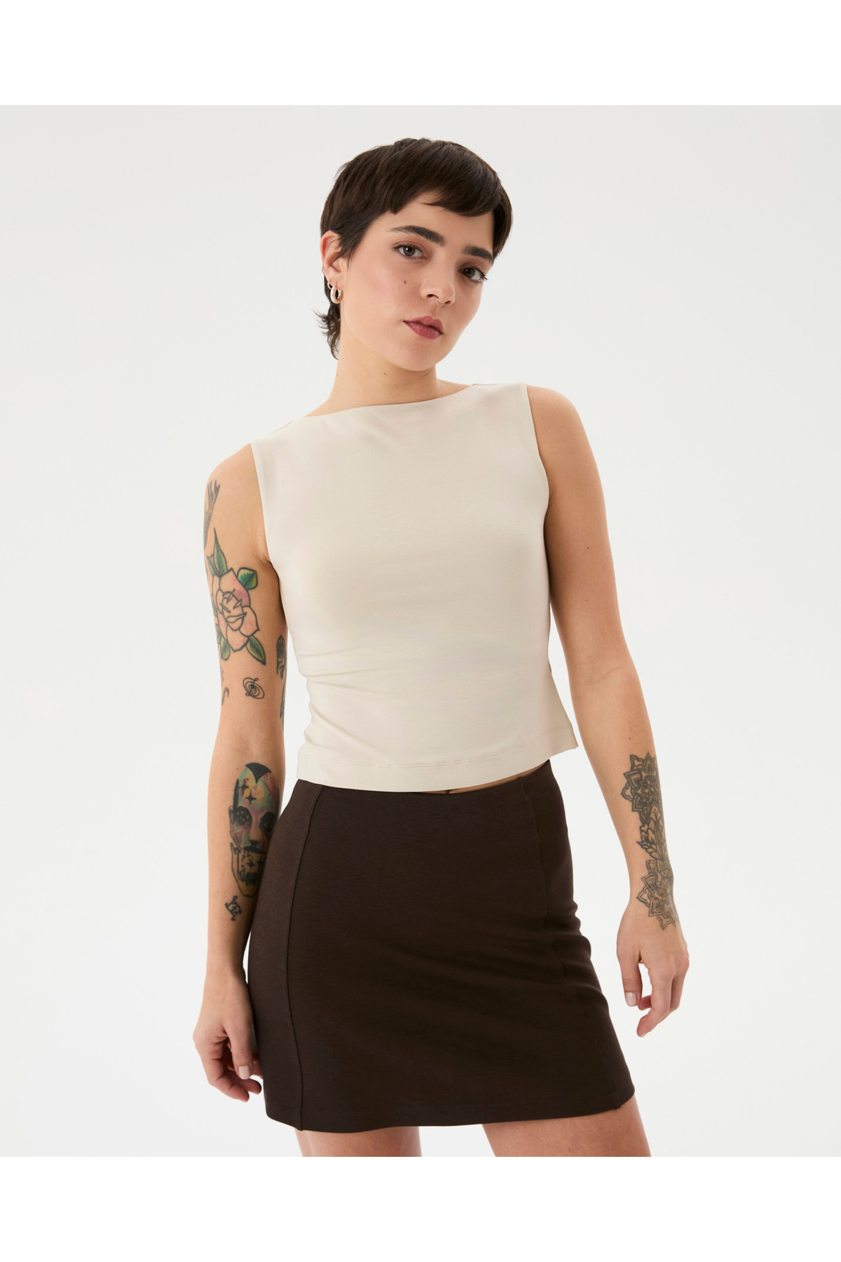 Ayma Active Krema Kayık Yaka Bluz