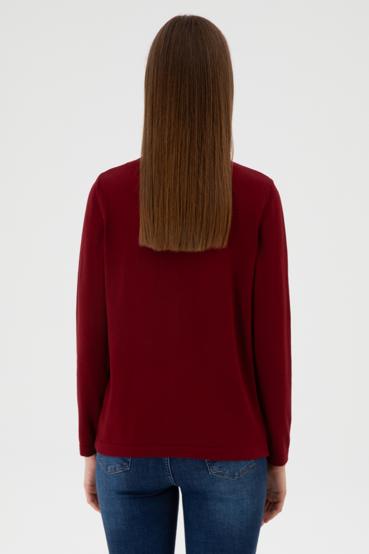 U.S. Polo Assn.  Kadın Bordo Basic Triko Hırka 50313624-VR014 - Görsel 5