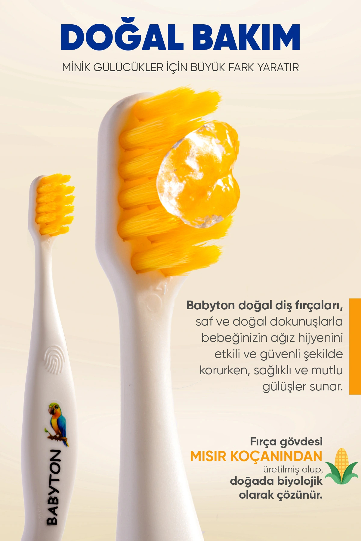 BABYTON Ekolojik Diş Fırçası Papağan - Yengeç 2'li Set fotoğrafı 3 (önizleme)