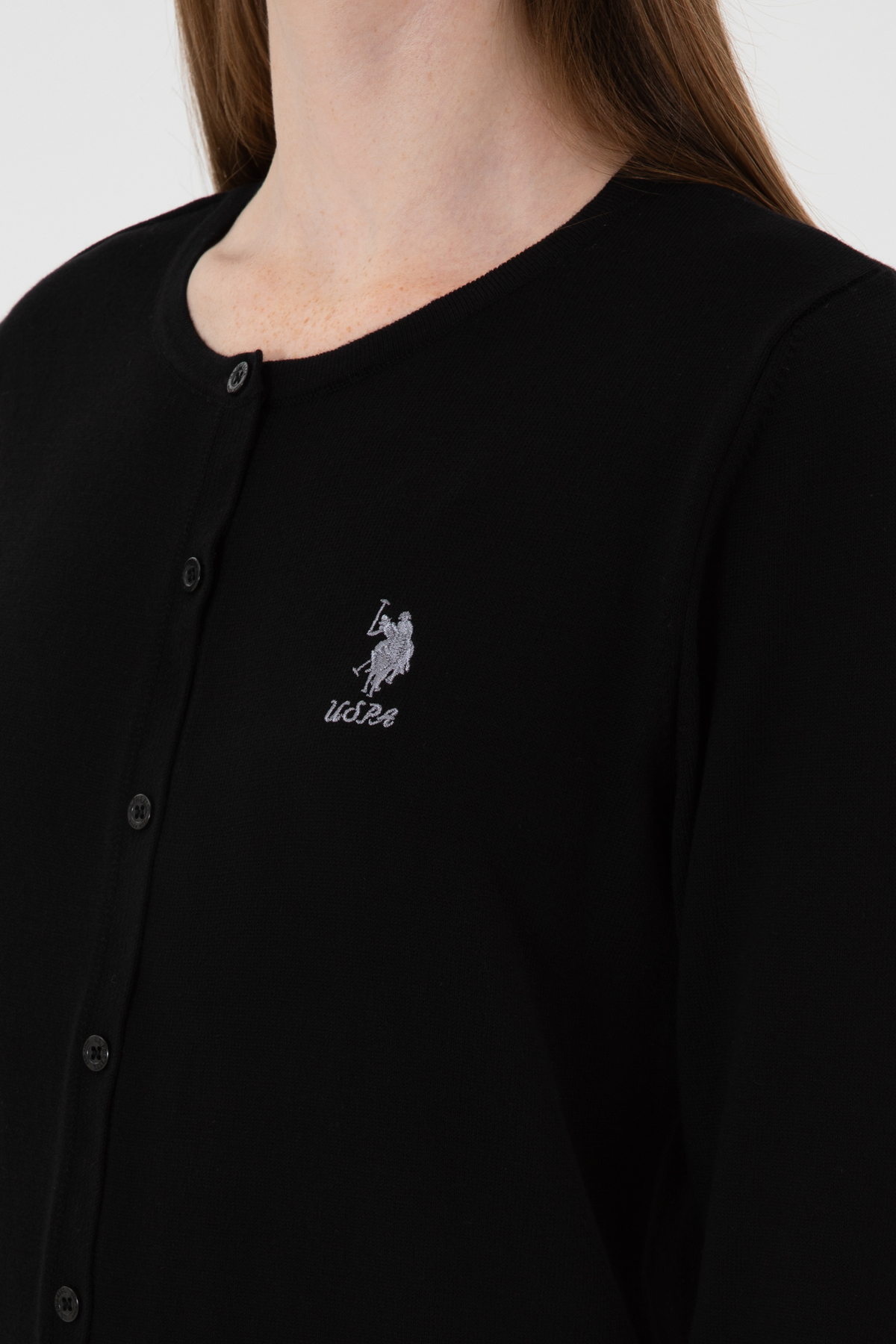 U.S. Polo Assn.  Kadın Siyah Basic Triko Hırka 50313624-VR046 - Görsel 7