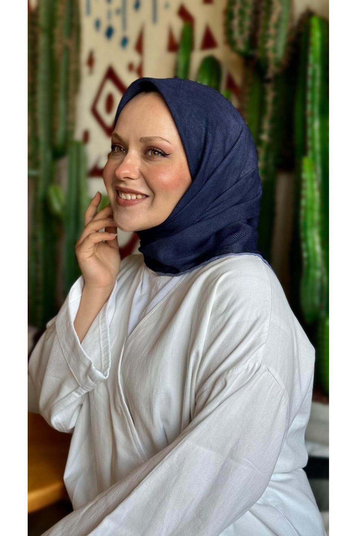 Soft Pamuk Eşarp Lacivert-4 3