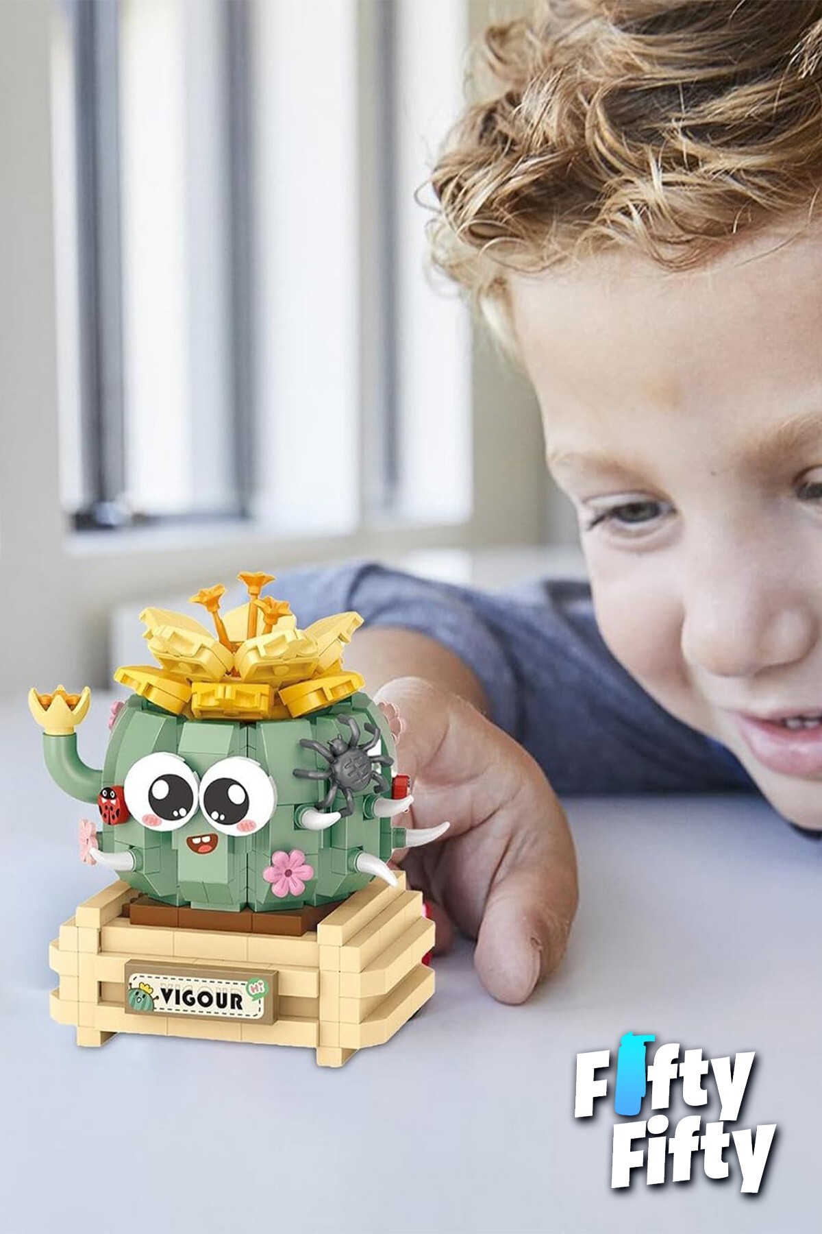 مجموعه میکرو بلاک لوز، فیگور کاکتوس، ست ساختنی ۴۵۰ تکه، اسباببازی، FFLZ-8834