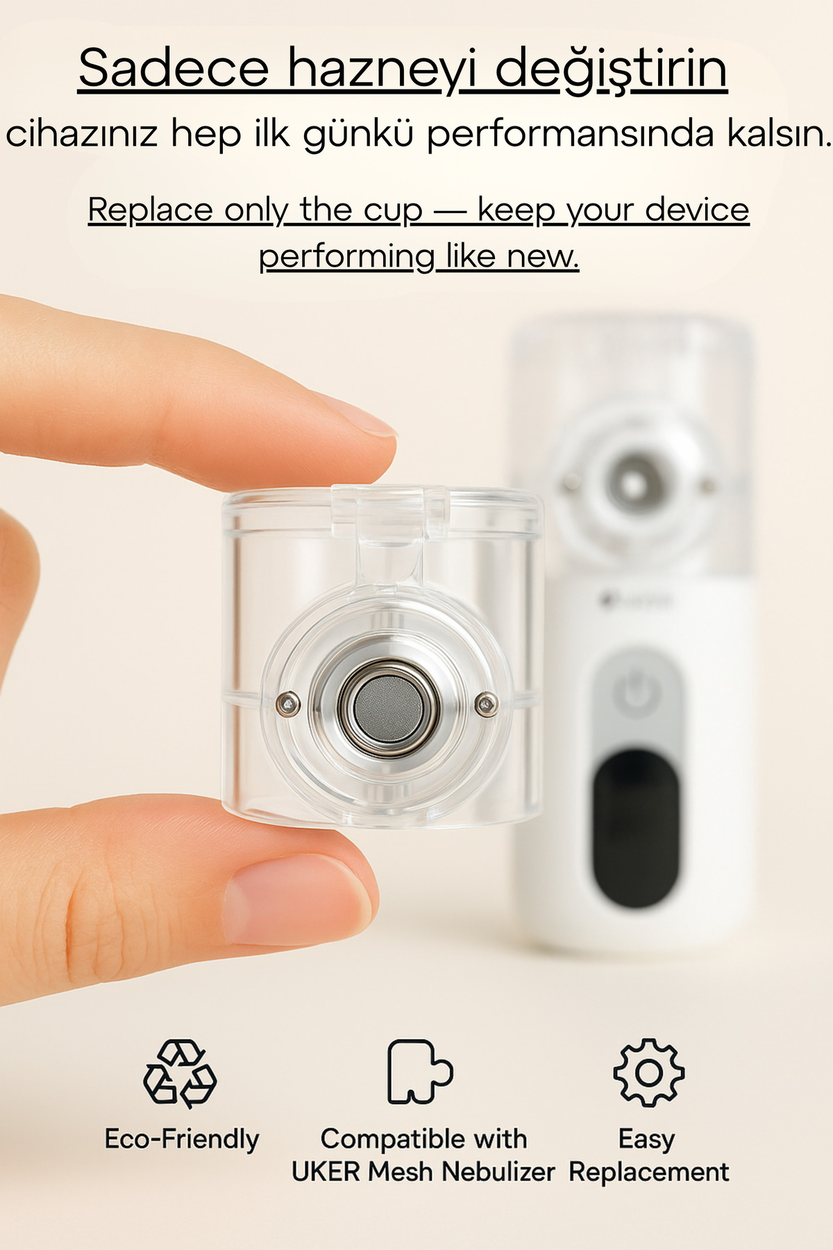 UKER Mesh Nebulizatör Yedek İlaç Haznesi | Orijinal Medicine Cup, Uyumlu Yedek Parça