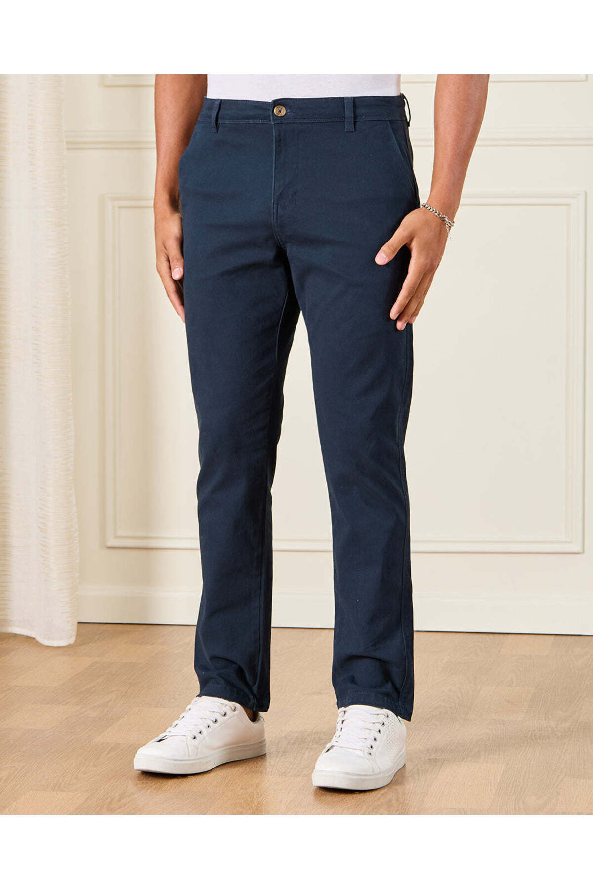 REDTAG Men Navy Casual Trousers