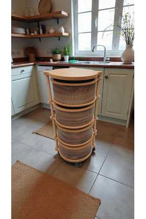 ARBOR EV AHŞAP 4 KATLI YUVARLAK SEBZELİK KEMENÇE