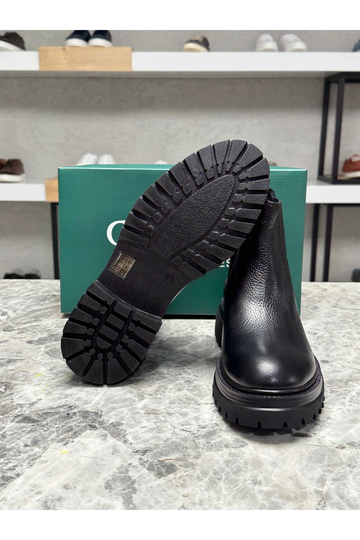 Caffcas  Hakiki Deri Siyah El Yapımı Chelsea Erkek Bot 5309 - Görsel 4