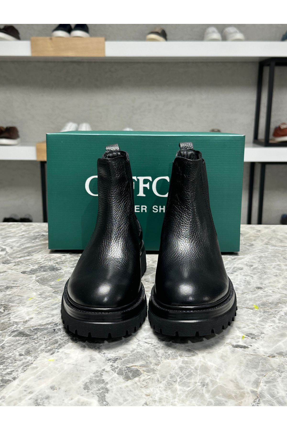 Caffcas  Hakiki Deri Siyah El Yapımı Chelsea Erkek Bot 5309 - Görsel 5