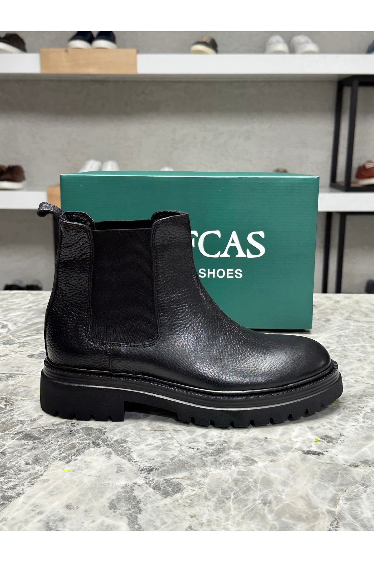 Caffcas  Hakiki Deri Siyah El Yapımı Chelsea Erkek Bot 5309 - Görsel 3