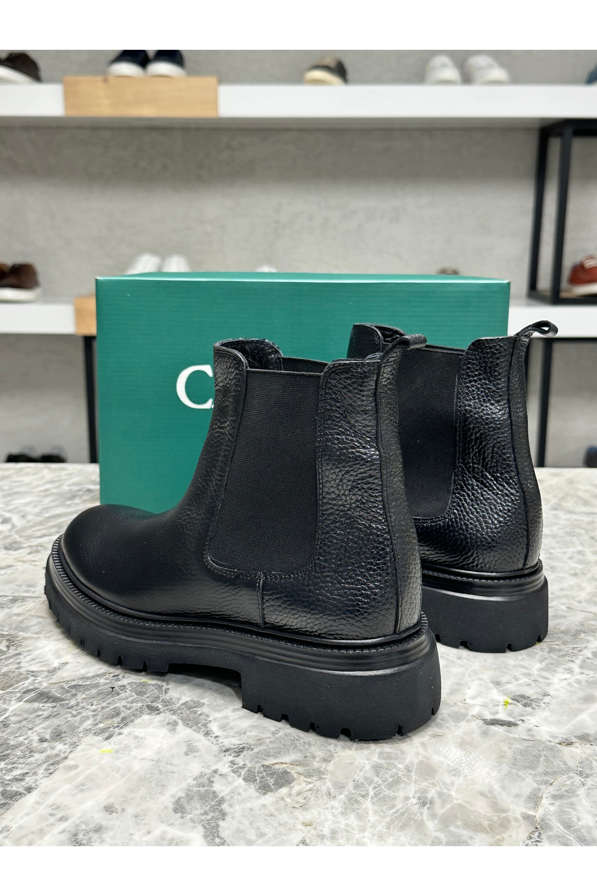 Caffcas  Hakiki Deri Siyah El Yapımı Chelsea Erkek Bot 5309 - Görsel 6