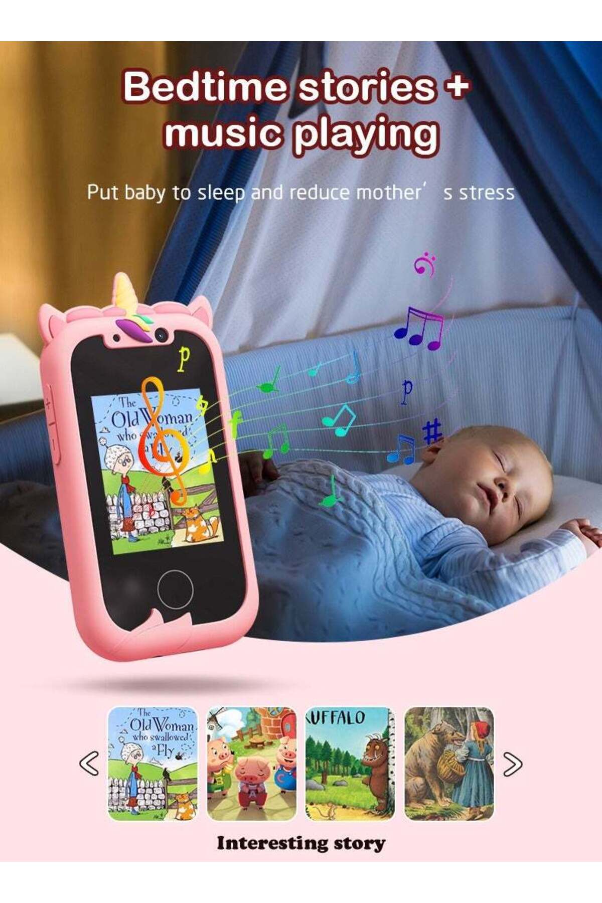 اسمارتفون اسباببازی کودکان با بازیهای آموزشی تکشاخ و کارت حافظه SD ۸ گیگابایتی