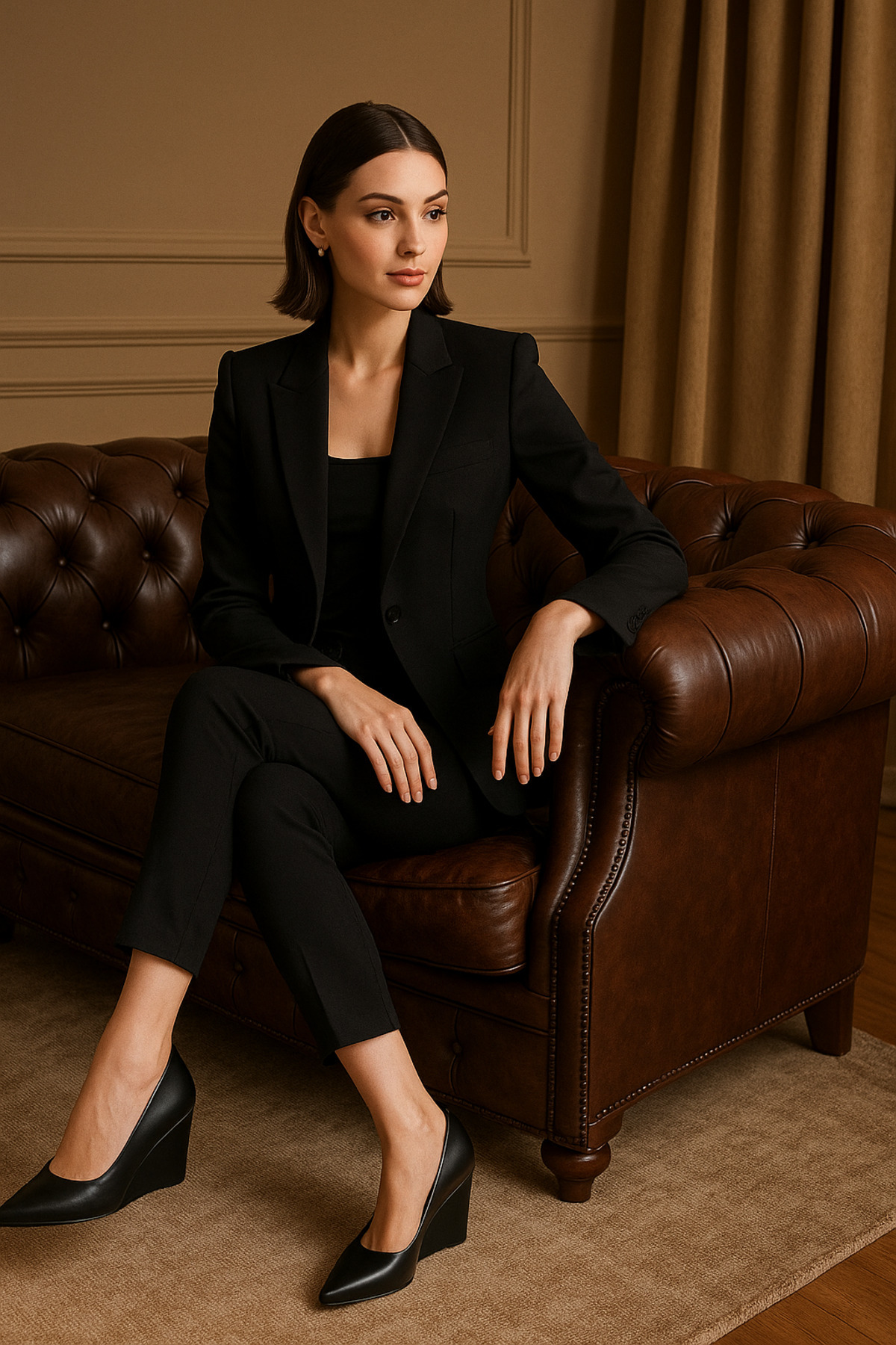 carweza Mendez Siyah Dolgu Topuklu Kadın Ayakkabı